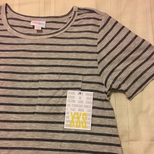 Lularoe XXS Carly striped grey black